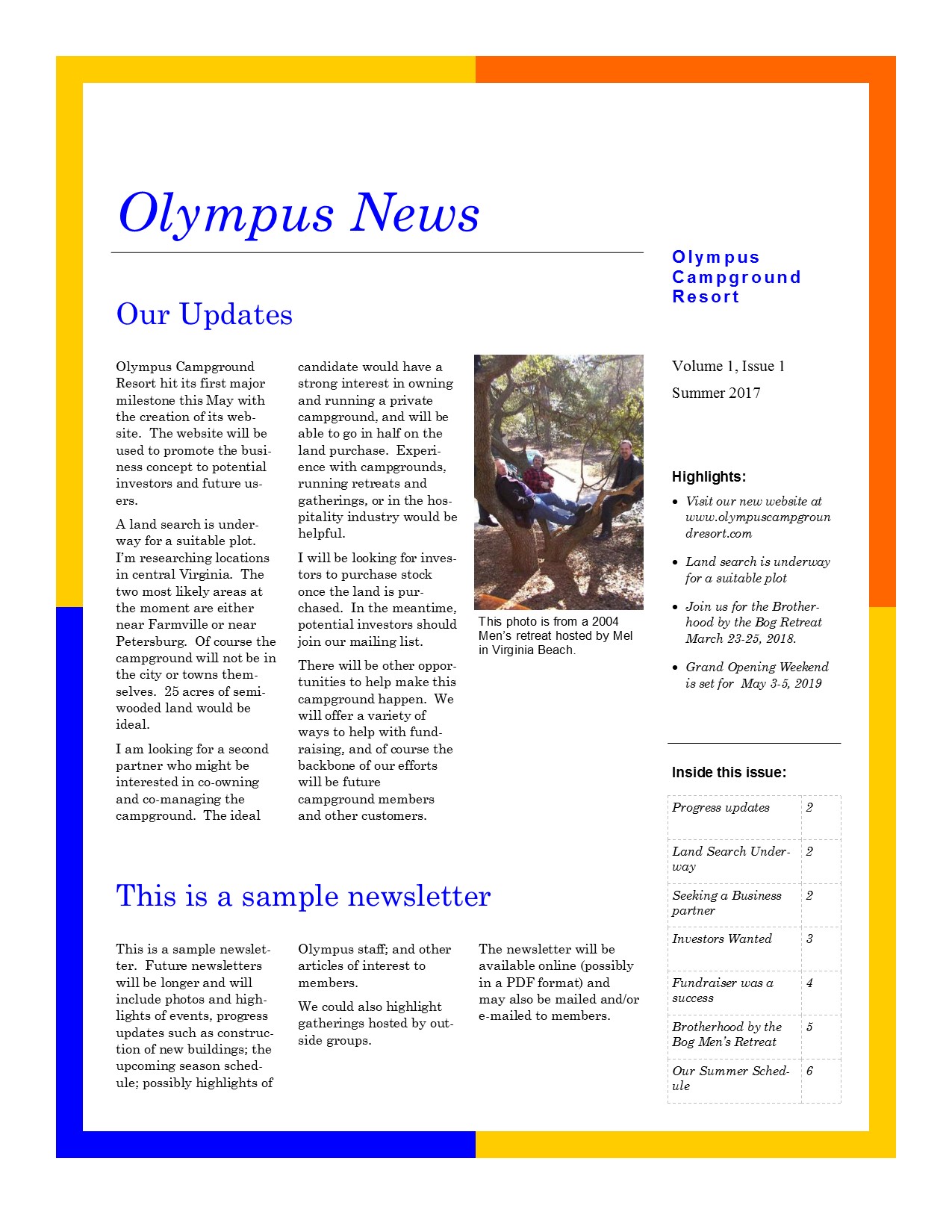 Sample newsletter