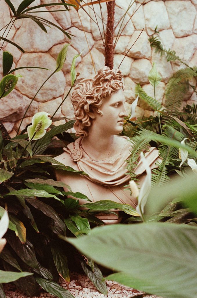 Greek statue in garden